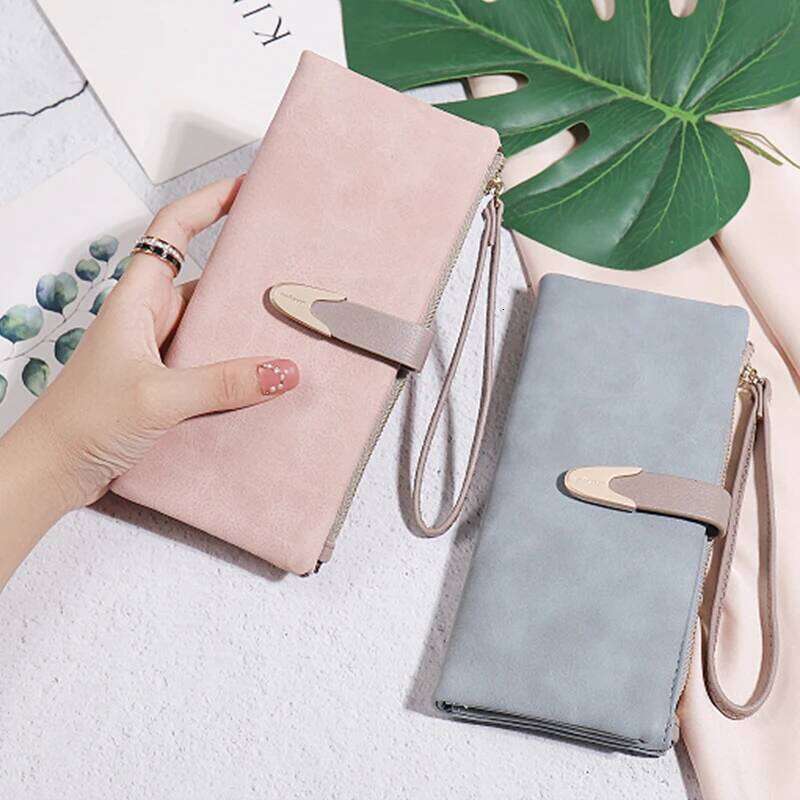 New autumn winter long purse women Europe and the United States retro PU zipper buckle handbag simple fashion trend street p