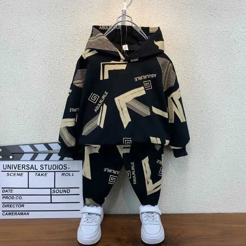 Autumn Baby Girls Clothes Set Children Boy Hooded casual Pullover Sweatshirts And Pants 2pcs Suit Children Tracksuits R250605