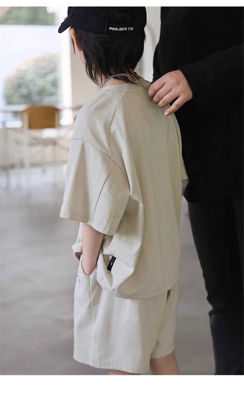 New Boys Casual T-Shirt Sets Summer Kids Short Sleeved Tops+Shorts 2Pcs Children Loose Clothing Suits Teen Tracksuit Outfits R250605