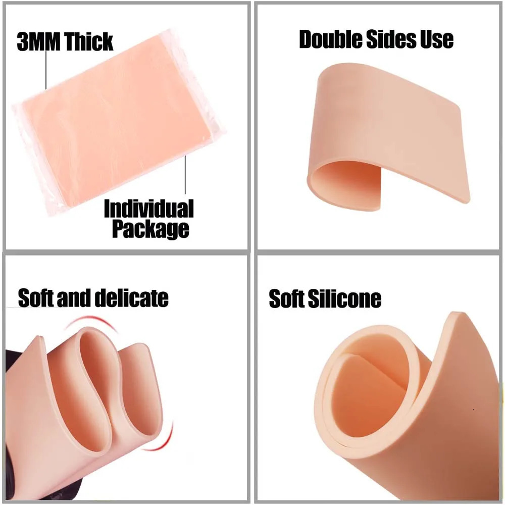 86531pcs Tattoo Practice Skin 3MM Pro A4 Size Silicone Fake Skins for anent Makeup Training Skin Supply Tattoo Accessory 250604