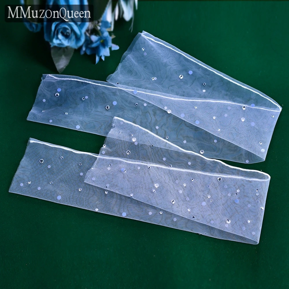 MMQ MM02 Long Bridal Gloves With Rhinestones Shiny Sexy Dress Gloves Long Fingerless Opera Gloves Tulle Gloves DIY Customizable 250530