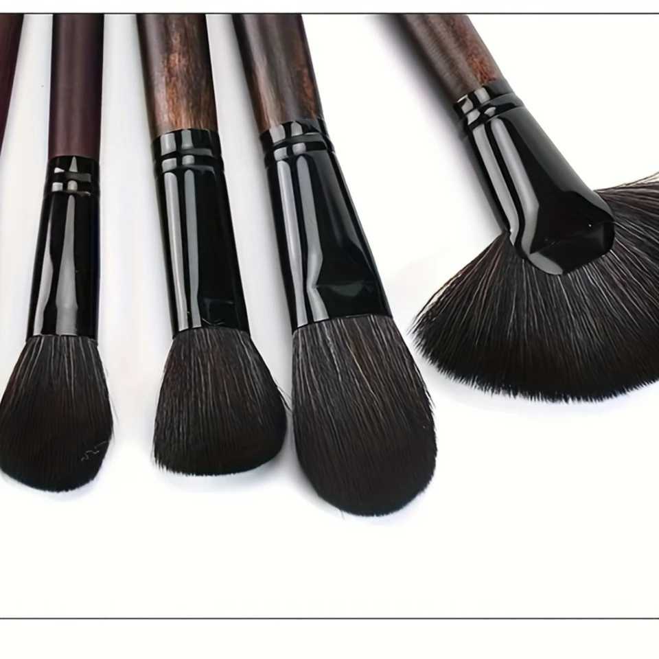 21-Piece Professional Makeup Brush Set Oval Shape Nylon Bristles Wooden Handles - Unscented All Skin Types Cosmetic BrushesW250605