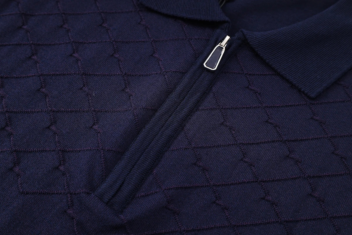 OECHSLI Tshirt Silk Polo 2025 Thin Mens short Sleeve zipper Business Plaid elastic Breathable comfort Big Size M5XL 250527