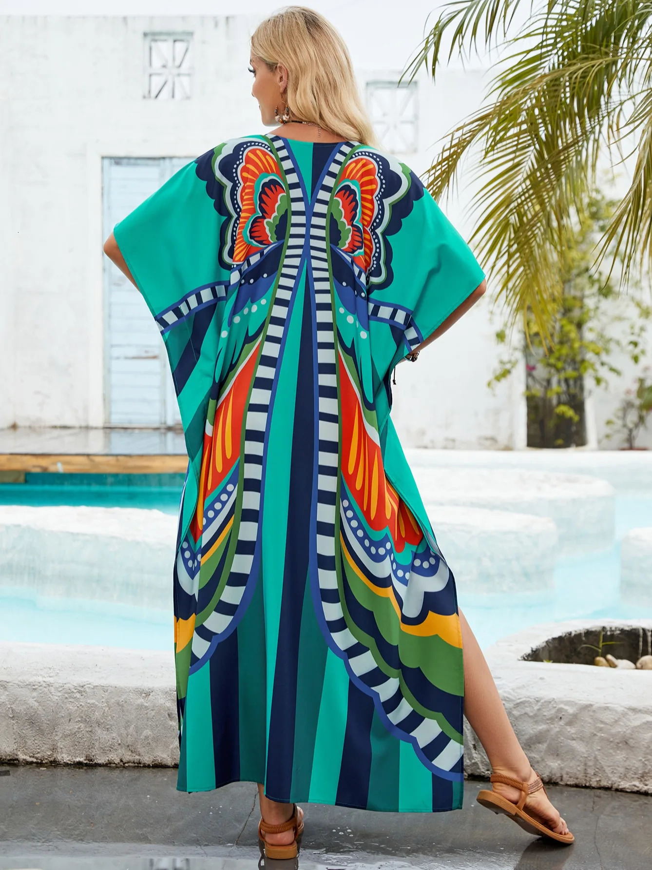 Kaftan Dresses for Women Plus Size Bathing Suit Cover up Caftan Maxi Beach Dresses 250604