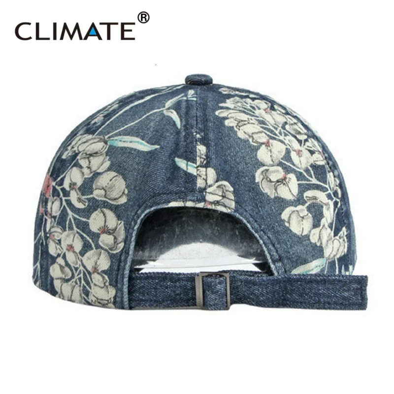 CLIMATE Women Fashion Flower Denim Baseball Cap Hat Floral Jeans Cap Denim Wear Cap Women Cool Hat Caps for Women Girls 250603