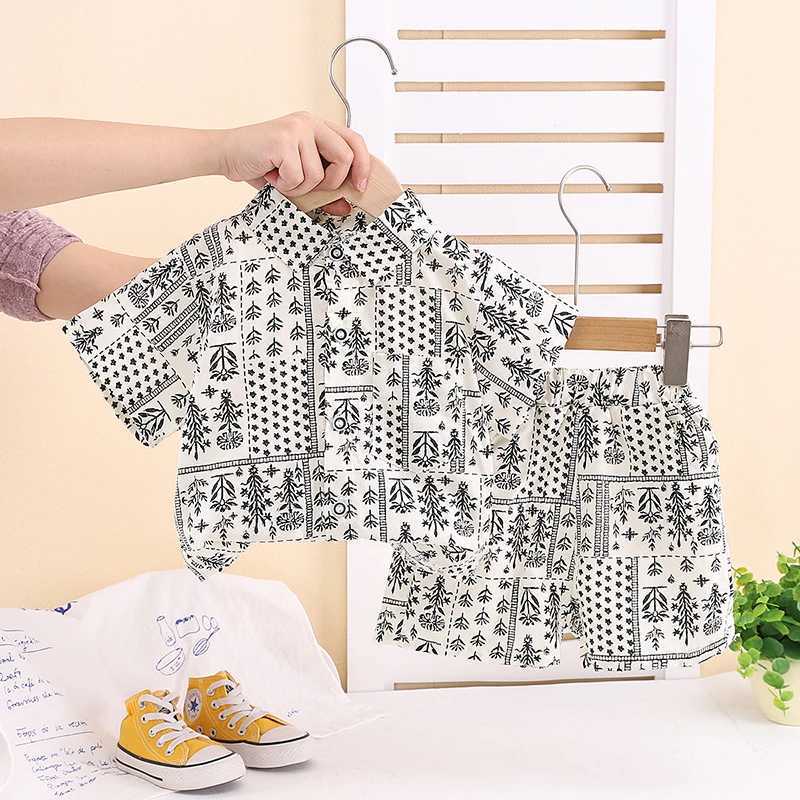 Summer Toddler Boys Girls Clothes Sets Baby Infant Casual Print Outfits T-shirt+Shorts 2PCS Kids Fashion Infant Boys Clothing R250606
