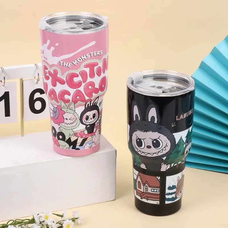 Kawaii Labubu Coffee Straw Cup Anime Car Cup Cute 30oz Girl Water Bottle Wholesale Cartoon Large Capacity Portable Student Gift X2506051
