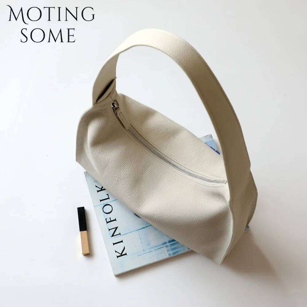 Motingsome Minimalism Cow Soft Leather Underarm Shoulder Hobos Bags Cowhide Pouch Daily Purses 2024 New