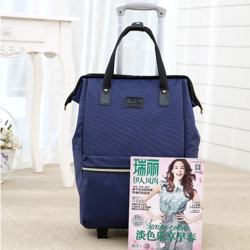 Underseat Carry on Luggage with Wheels Womens Handbag Short-distance Light Large-capacity Rolling BackpackTravel Boarding Bag 250530