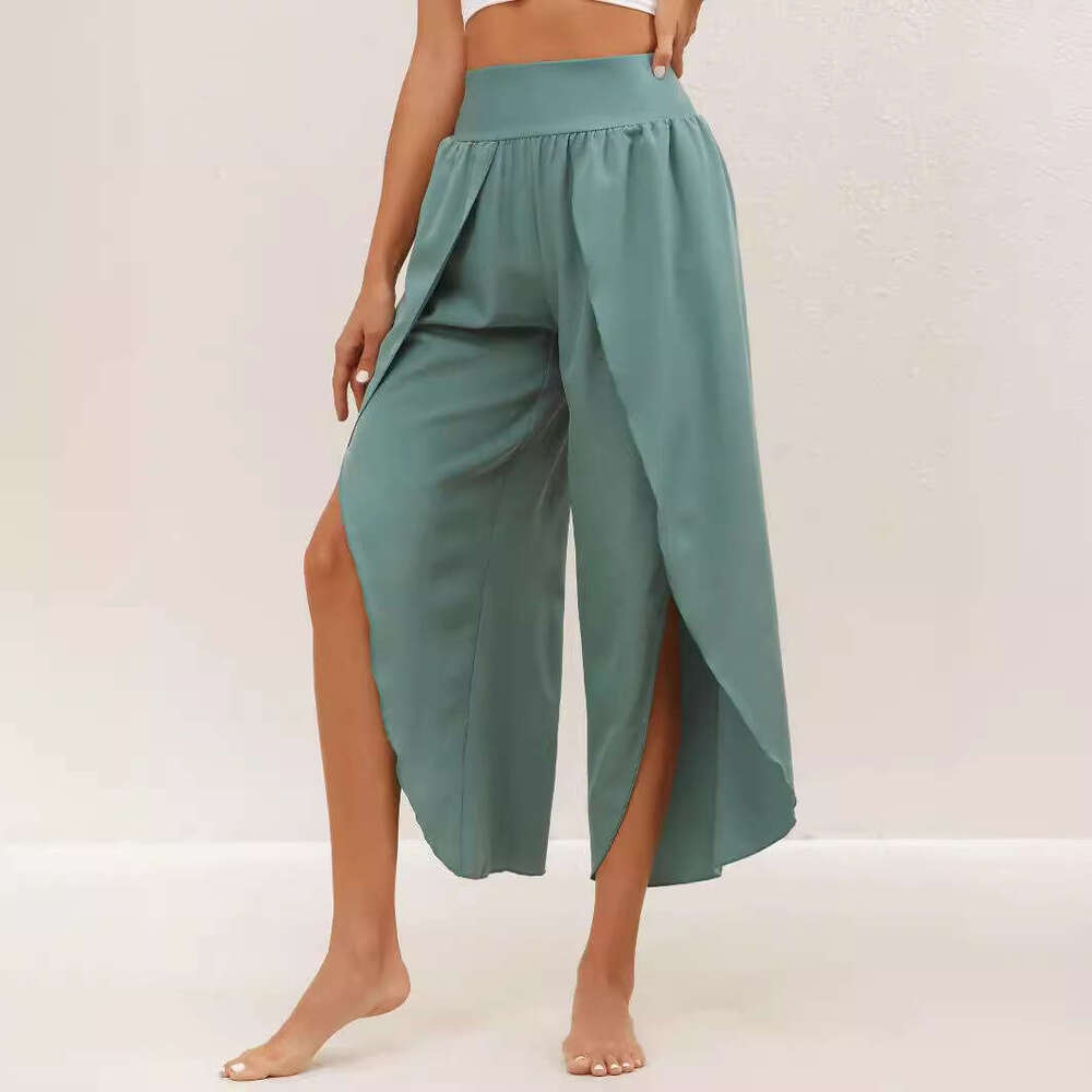 Spring Summer New Fashion Versatile Slimming High Waist Split Long Pants Loose Casual Yoga B5