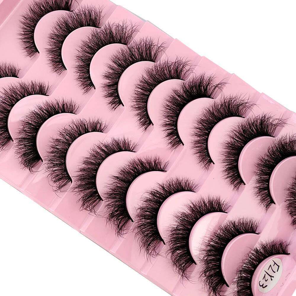 10 Pairs Faux Mink Handmade False Natural Nude Makeup Simulation Cross Messy Eye 3D Curly Eyelashes free shipping