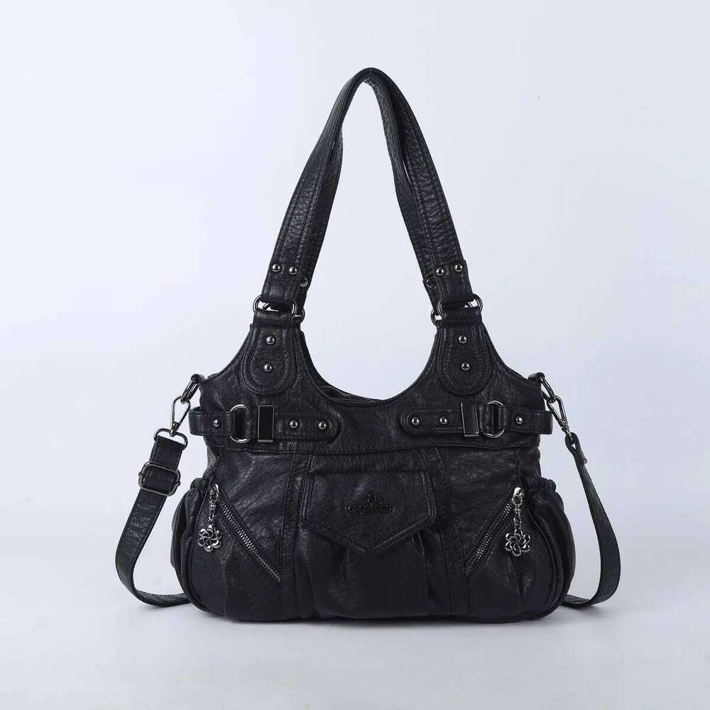 Black Women Handbags Satchel Brand Top-handle Handbag PU Shoulder Dumpling Fashion Multi-pockets Crossbody Bag