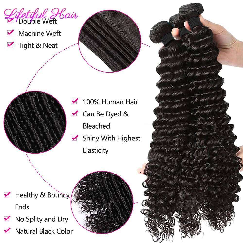 12A Loose Deep Wave With 4x4 Closure Curly 100% Human Extensions Raw Hair Bundles