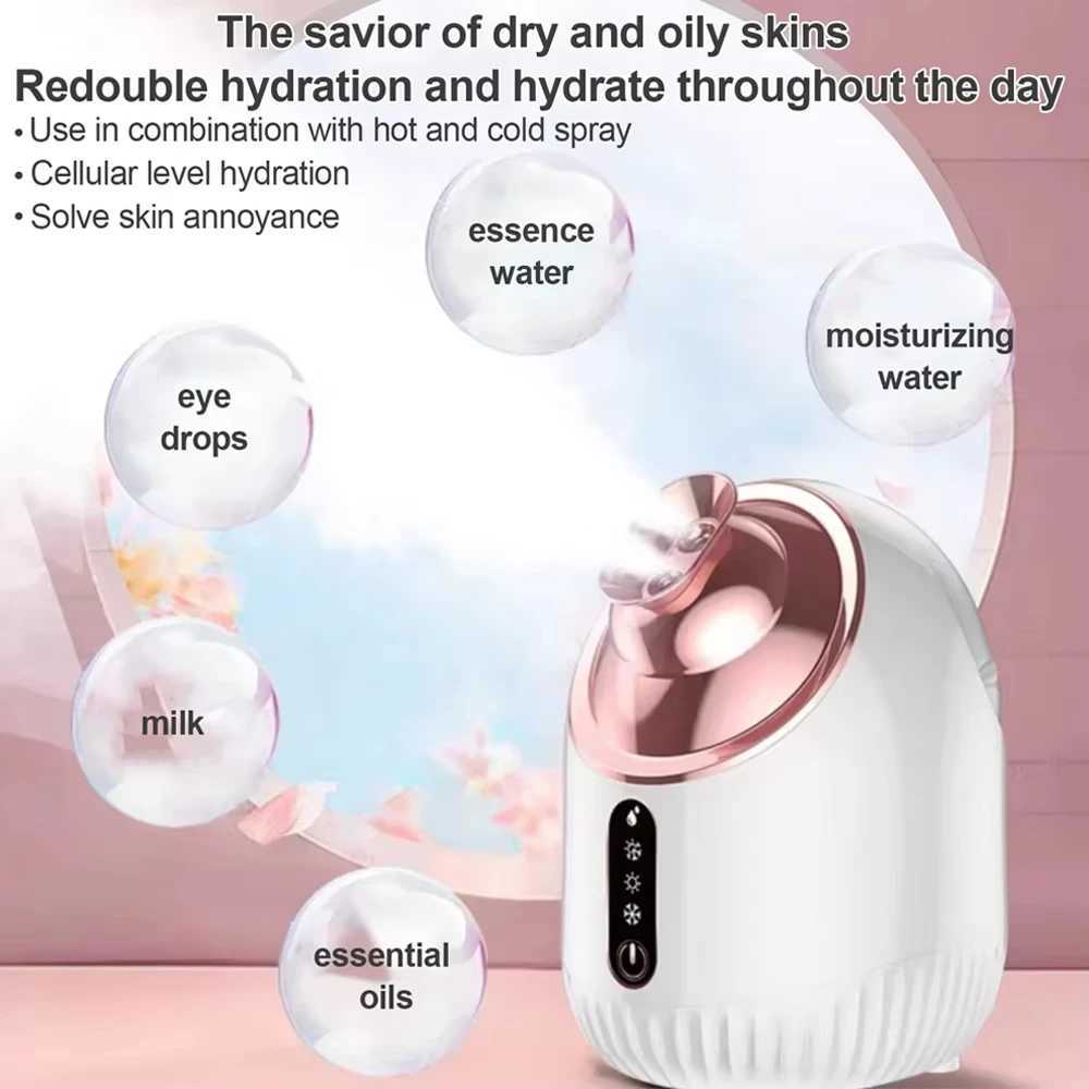 Face Steamer Nano Mist Sprayer SPA Facial Steamer Cold Hot Nebulizer Facial Sauna Humidifier For Pores Cleansing Moisturizing XJ250607