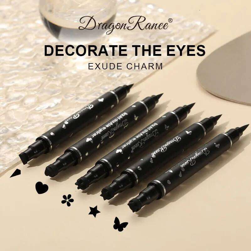 Dragon Ranee Double head Star Seal Eyeliner waterproof non-smudging novice heart plum embellished eye tail eyeliner free shipping