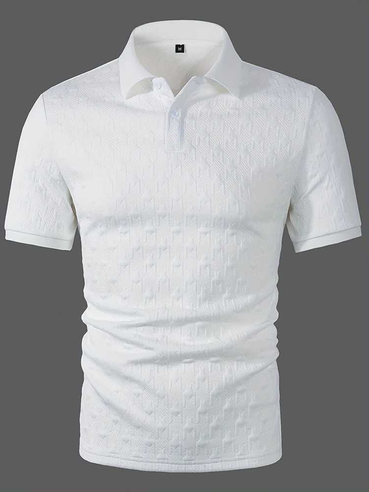 Fashion Mens Polo Shirts 2025 Spring Summer Daily Casual Textured Solid Color Polo Shirt For Men Vintage Short Sleeve Pullovers XJ250605