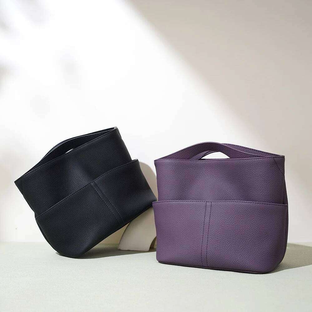 Genuine Leather Female Bucket Bag Personalize Name Cylinder Women Top Handle Handbag Cowhide Drawstring Shoulder Satchel 2025/06/05