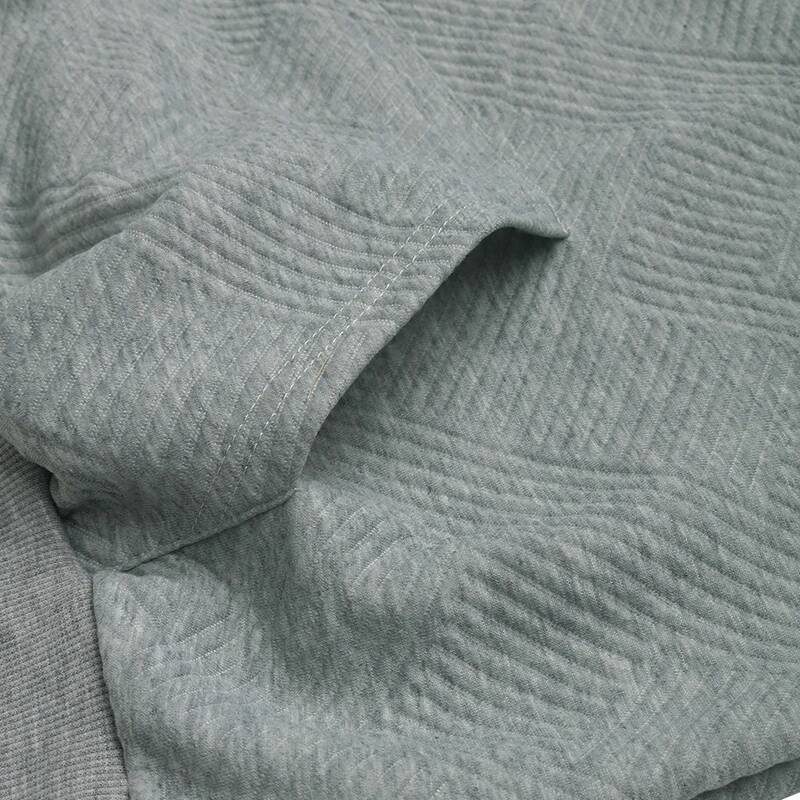 JIM & NORA Autumn Color Patchwork Pullover Women's Hoodie Texture Sense V-Neck Button Pocket Top