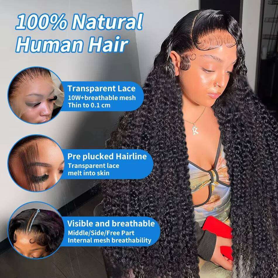 30 40 Inch Deep Wave 13x6 HD Front Wig Human Hair For Women 220 Density Loose Water Curly 13x4 Lace Frontal Wigs