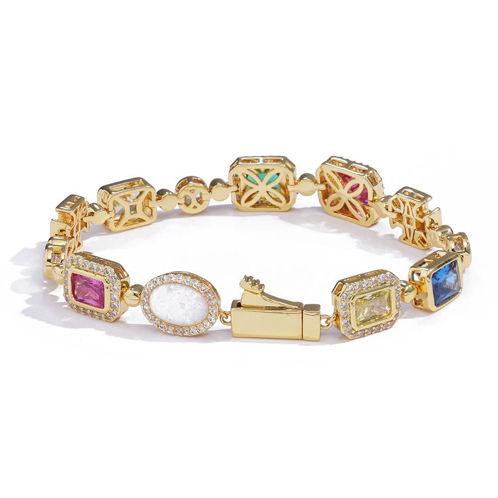 Hip Hop Colorful Jewelry Bracelet for Women Accessories High-end Moissanite Mens Bracelet