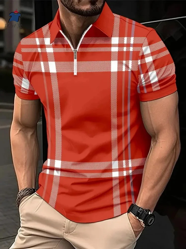 Striped Plaid Printed Mens POLO Shirt 2025 Summer Top Plus Size Casual Comfort Versatile Short Sleeves for Shopping 250527