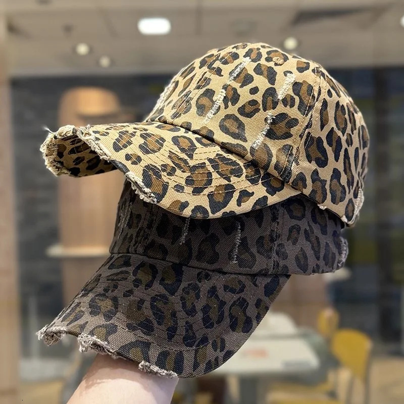 Y2K Fashion Leopard Print Womens Baseball Cap Summer Outdoor Sunscreen Hat Female Trendy Cap 250603