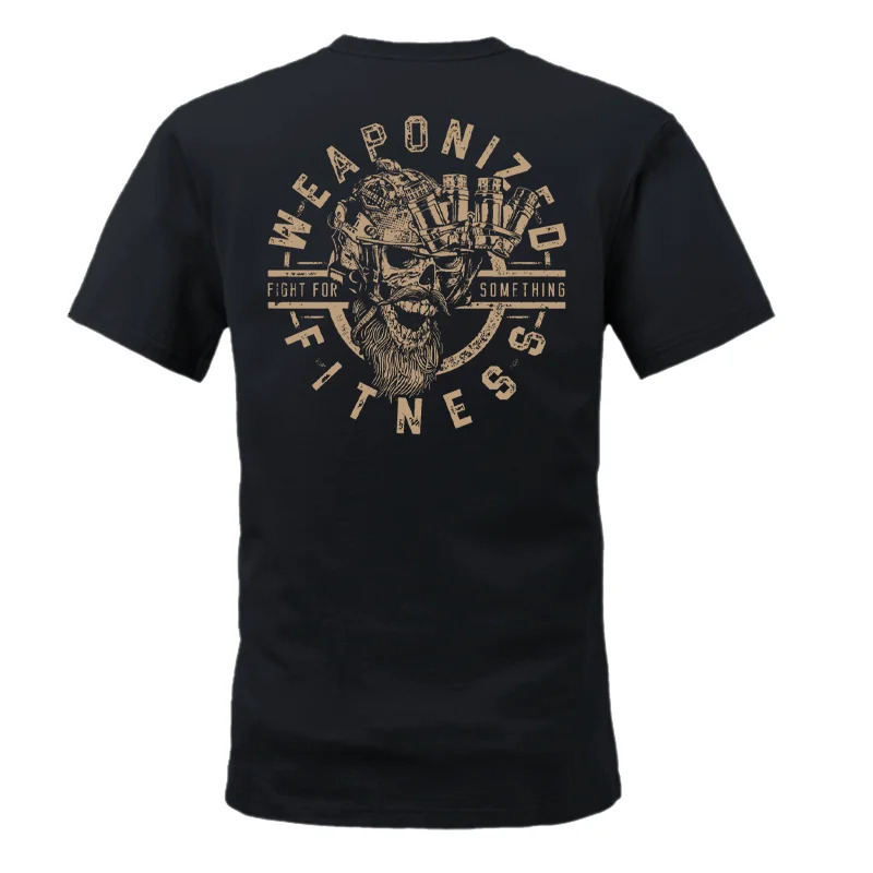 American Fashion Short Sleeved Summer Tactical Military Fan Half Printed Round Neck Pure Cotton Breathable Tshirt 250604