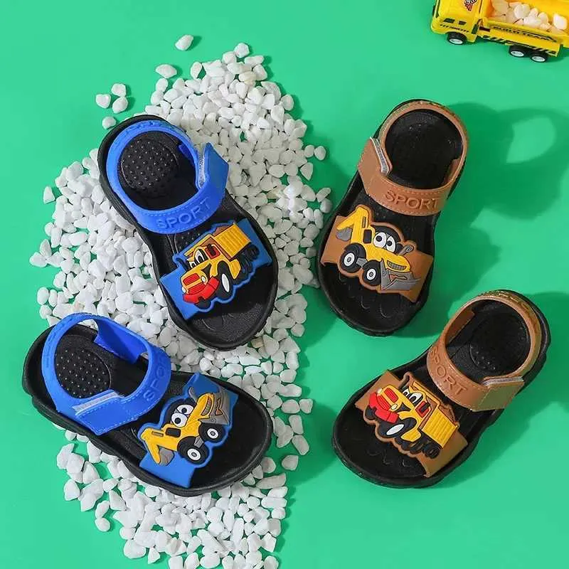 Sandals Summer Children Shoes Boys Sandals Flat Bottom Breathable Baby Walking Shoes Cartoon Car Kids Outdoor Students Running Sandals z250708WV47