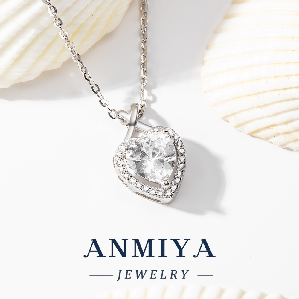 Luxury Gold Plated Silver Jewelry Heart Pendant Necklace, 925 Necklace for Anniversary Gift, Love Heart Pendant for Couples