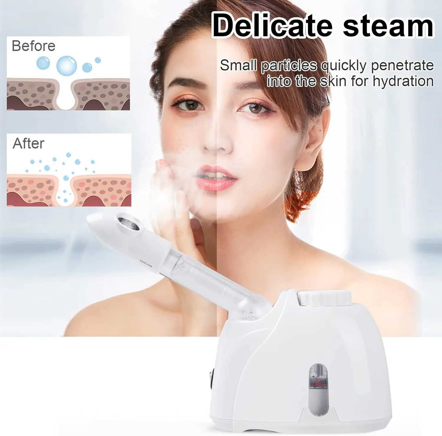 Facial Steamer Hydrating and Moisturizing Adjustable Nozzle for Unclogs Pores Deep Hydration Cleansing Face Skin Care at Home XJ250607