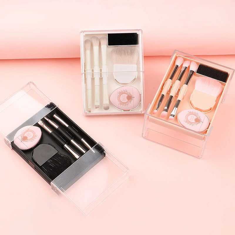 5pcs Makeup Brushes Set Foundation Contour Eyeshadow B Brush Powder Puff Portable Cosmetic Brushes Travel With Box W250605