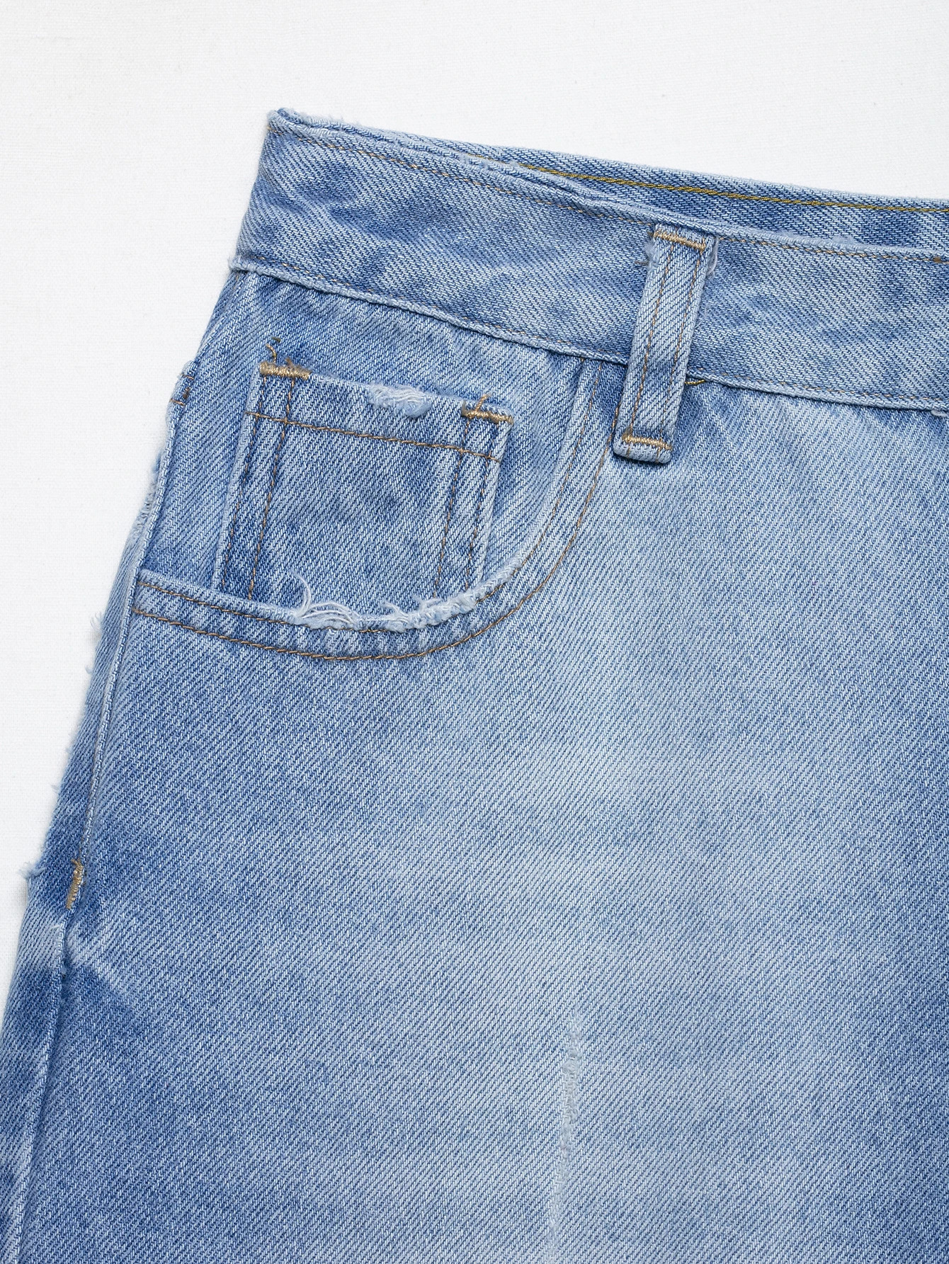 RARA Summer Womens Clothing Midwaist Washed and Worn Raw Edge Straight Casual Versatile Denim Shorts 250604