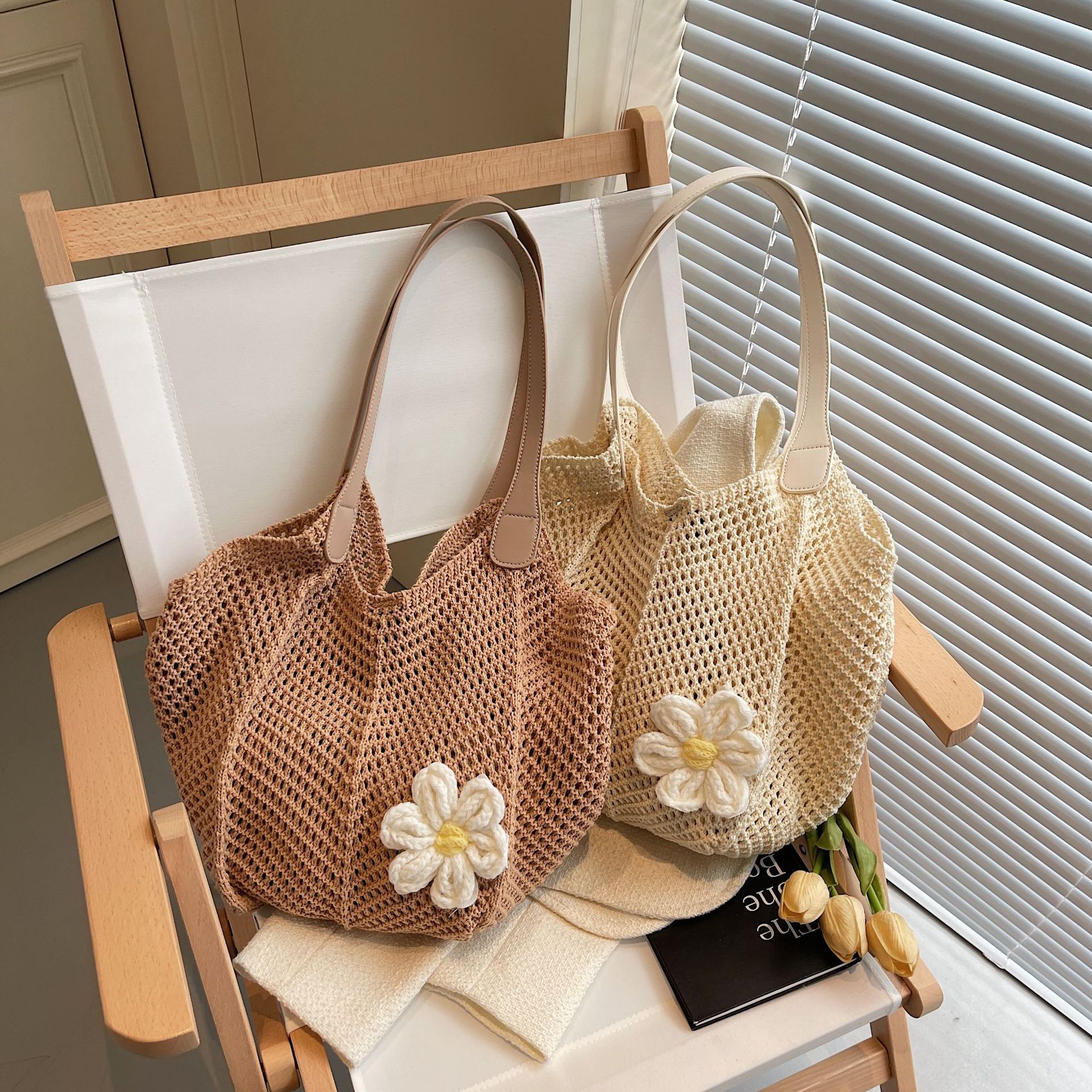 designer Forest Style Artistic Beach Vacation Travel Bag 2025 New Handwoven Large Capacity Shoulder Tote Bag