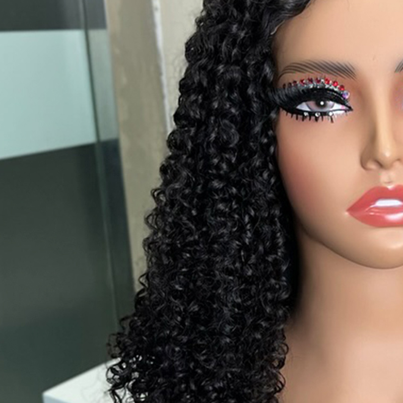 human hair 5x5 pixie cut wavy wig realistic natural black shade with luscious curls