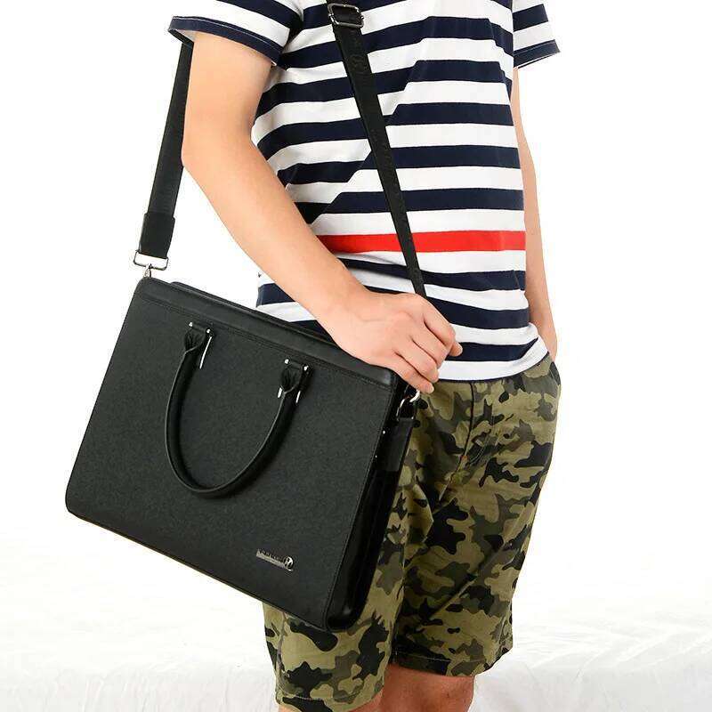 PU Leather Briefcases For Men Executives Designer Business Office Shoulder Square Side Messenger Crossbody A4 Bag Suitcase 2025/06/05