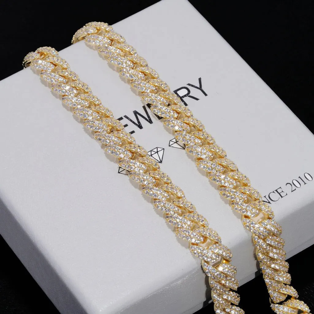 10mm Diamond Cuban Link Chain White Gold18K Gold Plated Bling 5A CZ Necklace Rapper Hip Hop Jewelry for Men and Women 250604