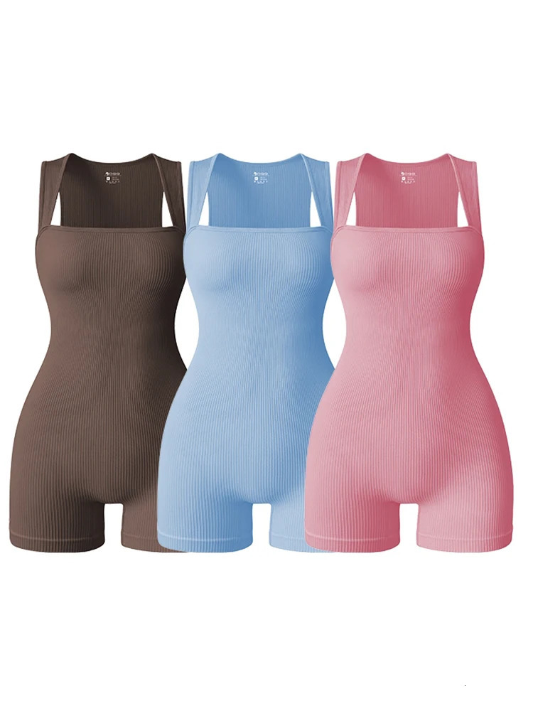 Summer Womens Sexy Backless Solid Color Tank Top Bodycon Yoga Rompers One Piece Fashion Sleeveless Bodysuit Short Jumpsuits 250604