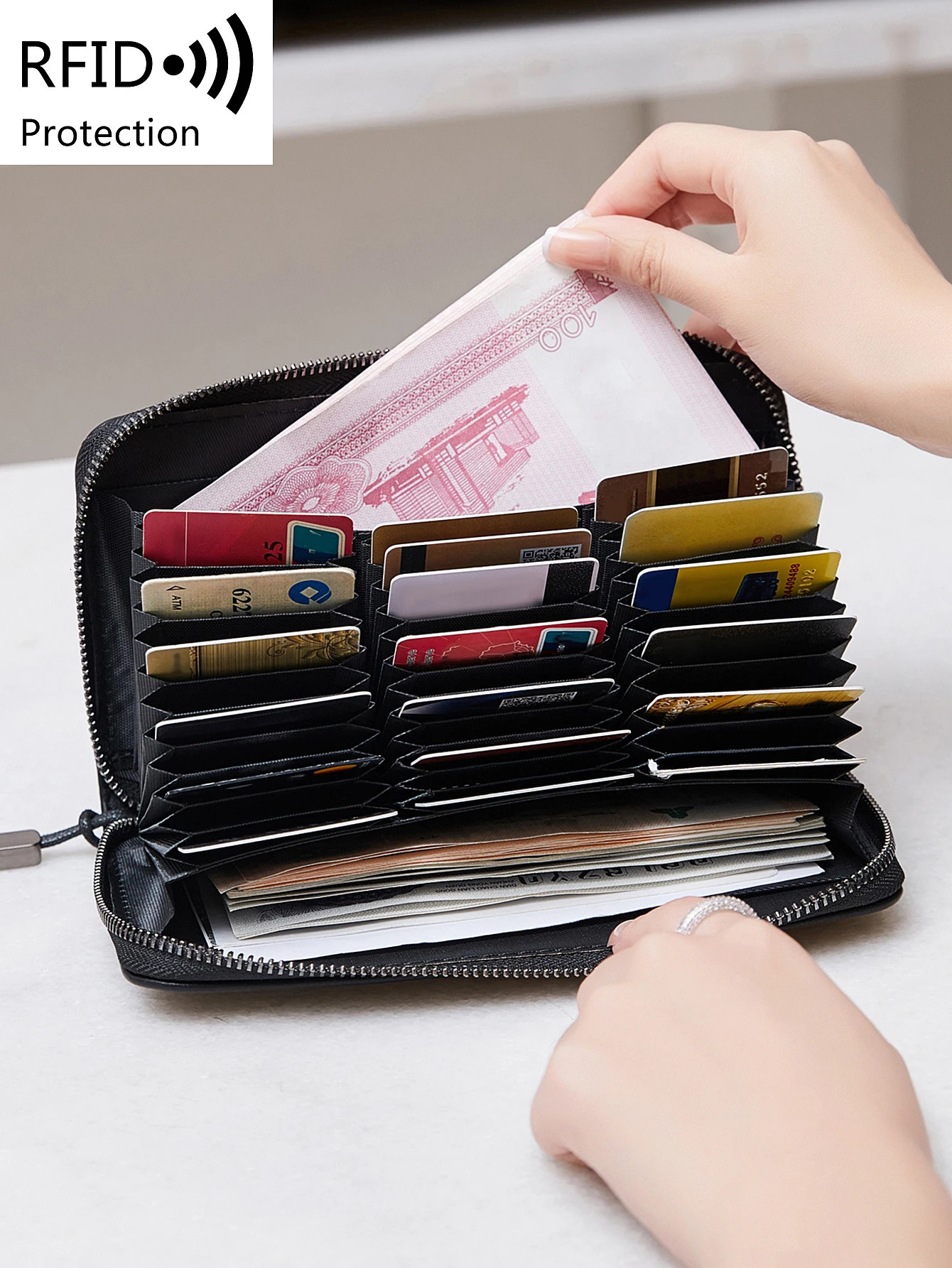 MIYIN womens long wallet retro large capacity multi card slot fashionabltemperament handbag simple multifunctional 250605