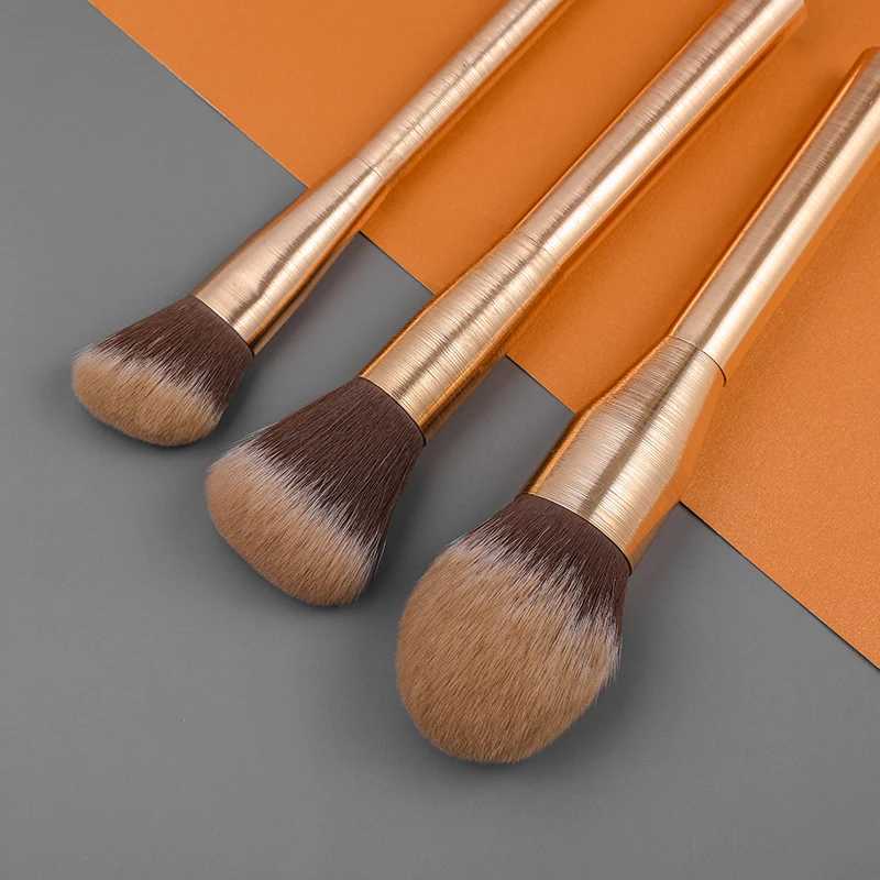 15pcs High Quality Professional Makeup Brushes Beauty Cosmetic Premium Synthetic Rose Gold Aluminum Handle Face Eye Brush setW250605