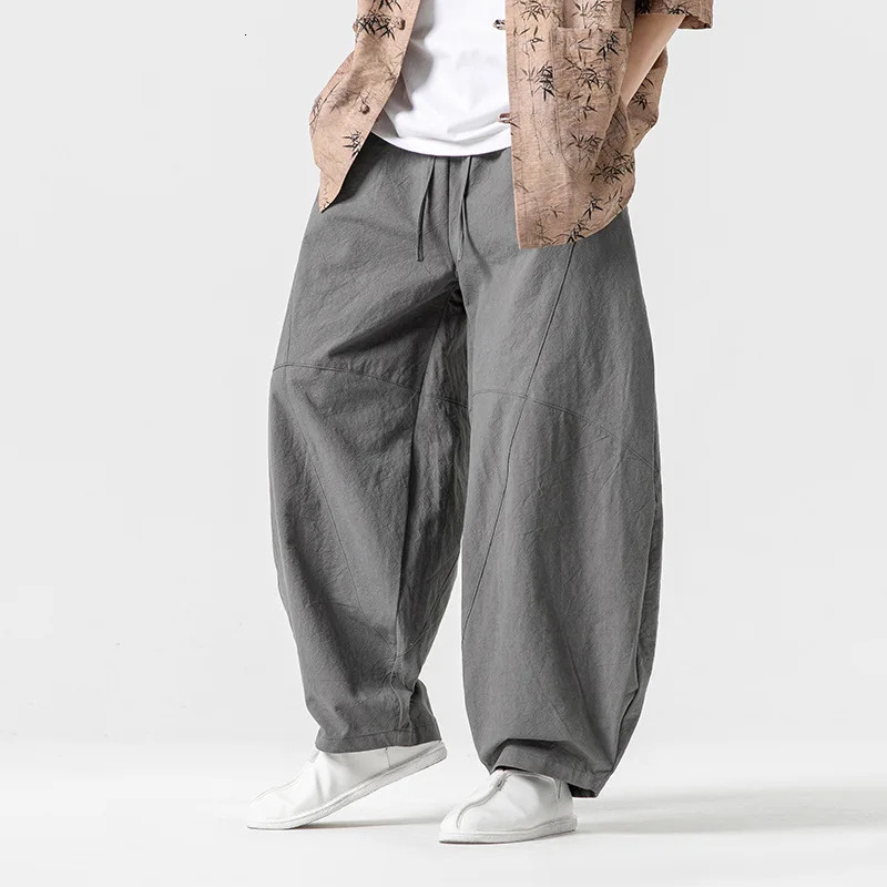 Mens Spring Loose Harem Pants Chinese Linen Oversize Sweatpants High Quality Casual Male Trousers 250605Z