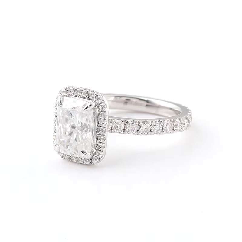 Luxury Moissanite Jewelry 10K White Gold Wedding Ring Radiant Cut VVS1 2ct White Moissanite Ring Engagement Women