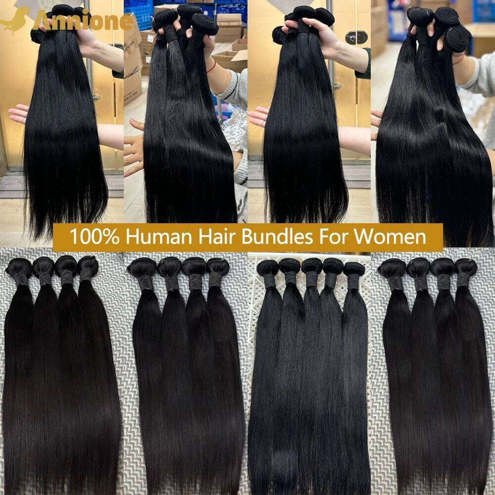 Straight With 2x6 4X4 5X5 Closure 24 Inch 12A Brazilian Weave Raw Human Hair Bundles
