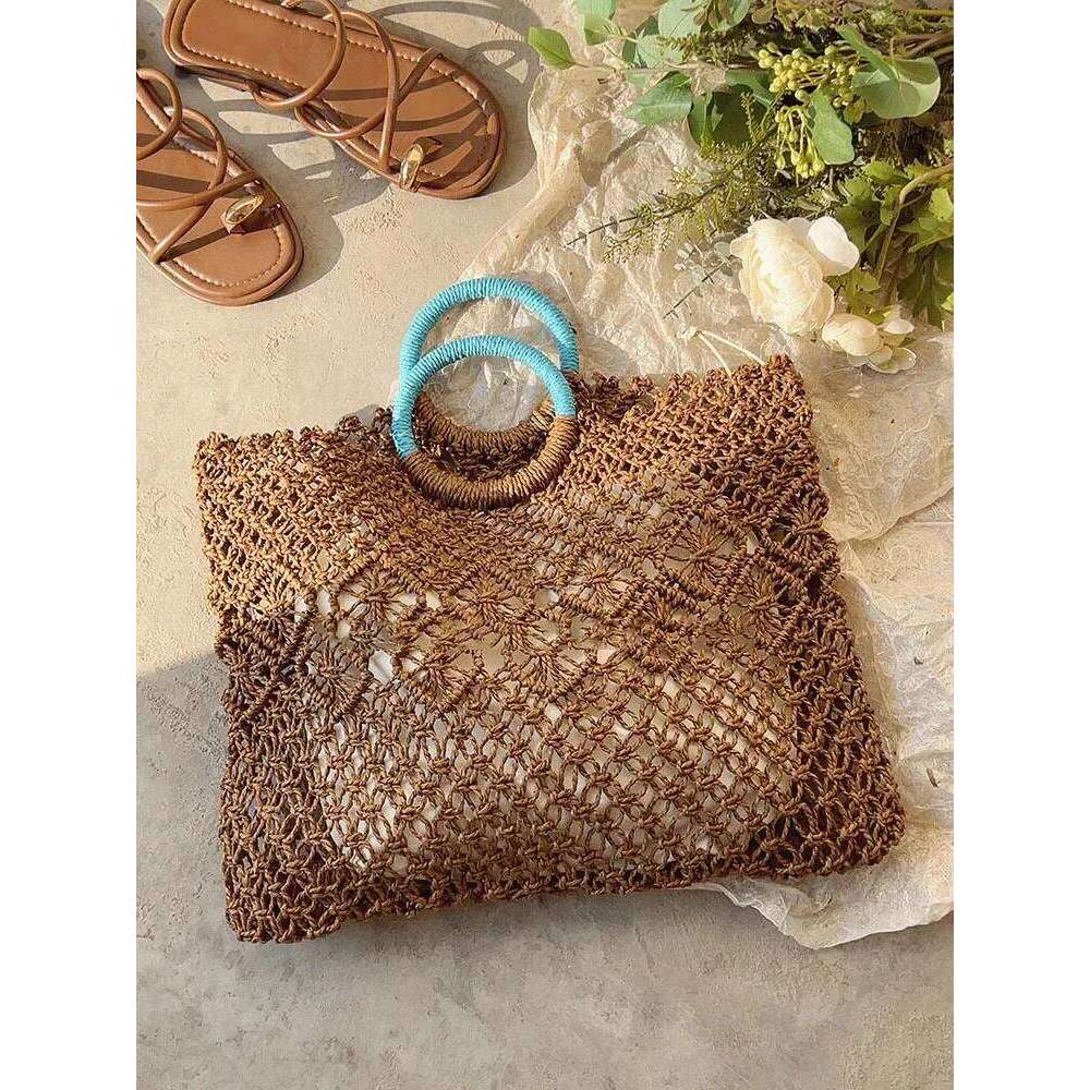 Hollow Straw Summer Beach Woven Shoulder Shopping Travel Bag Bohemian Handbag Casual Tote