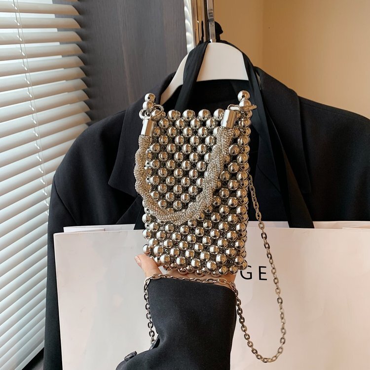Exquisite bead woven women's handbag, new fashionable multifunctional mobile phone bag, designer women's crossbody bag