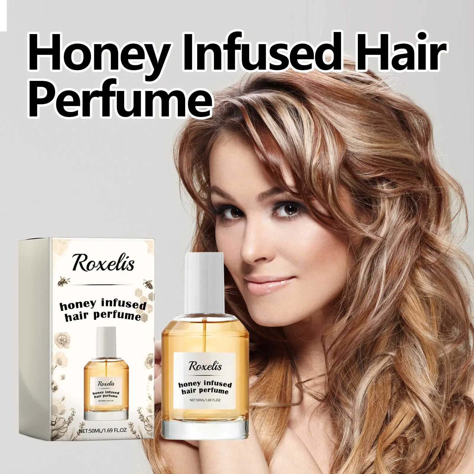Roxelis 50ml Honey Infused Hair Perfume Spray Hair Fragrance Anti Frizz Smooth Nourish Repair Dry Moisturize Hair Care Perfume W250605