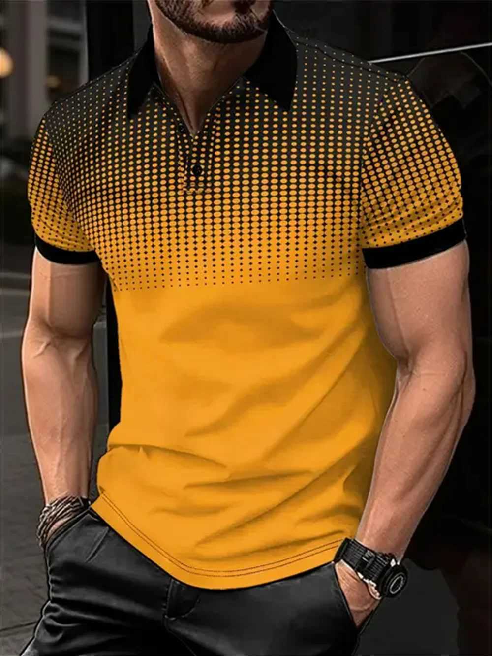 Mens Color Block Stripe Short Sleeve Summer Thin Polo Shirt Stylish Zipper Crew Neck Polo Shirt Mens Golf Casual Polo Shirt XJ250605