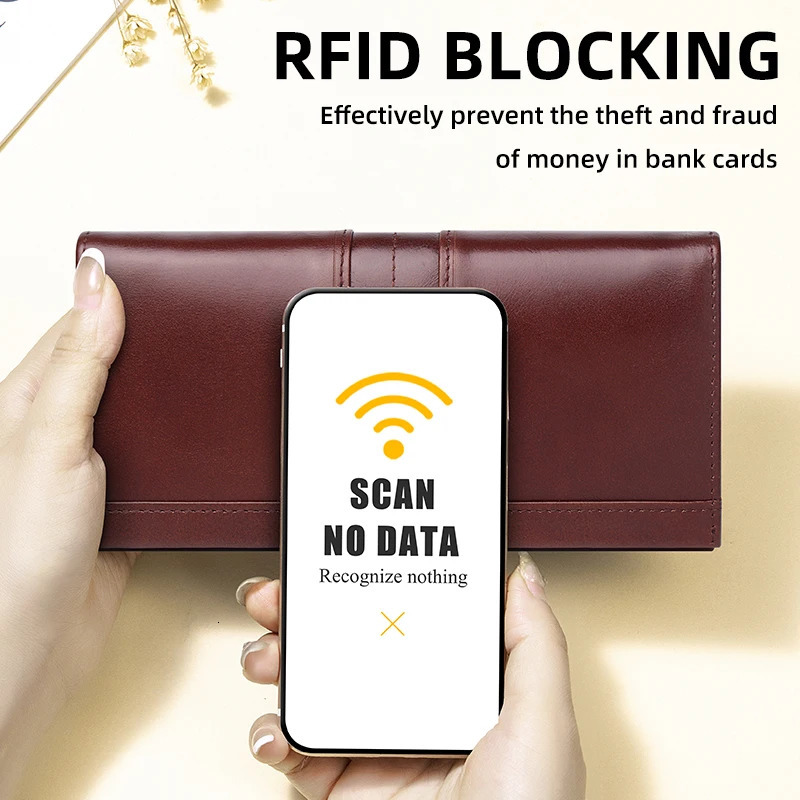 SCHLATUM Women Leather Wallet Long Multifunction Business Card Holder Purse Fashion Female 250605