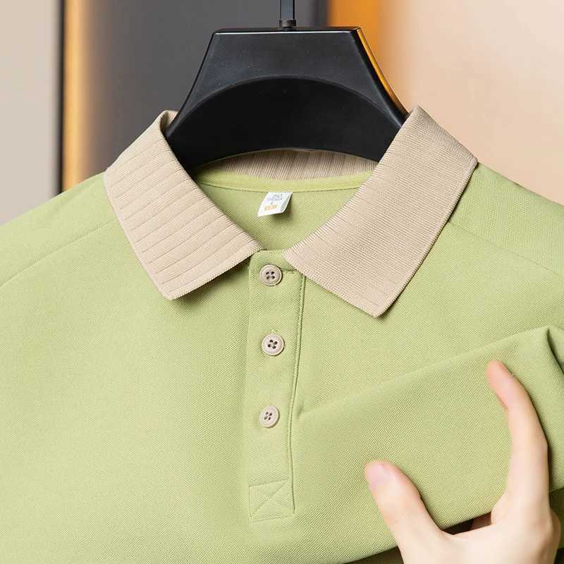 Leisure Korean Green Fashion Collar Short Sleeved Polo Shirt Summer Loose Middle Aged and Young Trendy Mens T-shirt XJ250605