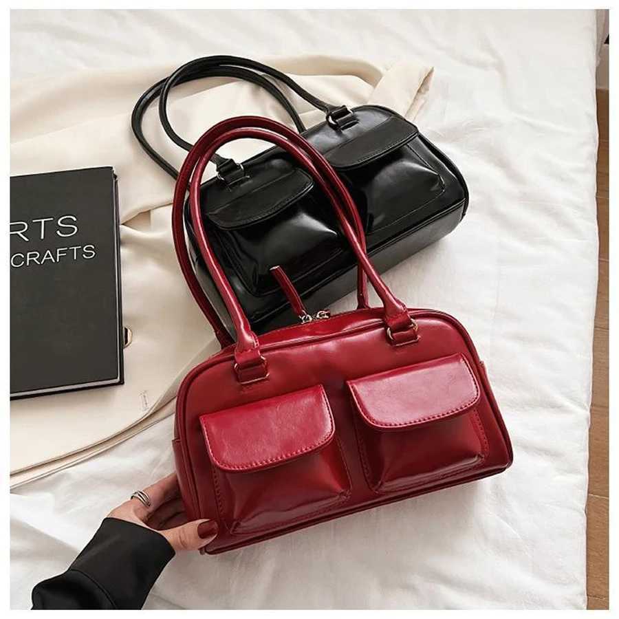 New Fi and Leisure Womens Handbag Versatile for Commuting Underarm Bag Double Front Pocket Handheld Shoulder Bag XJ250605