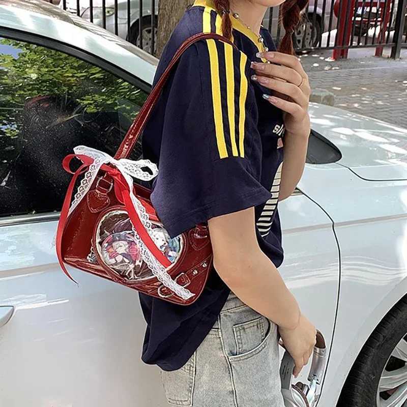 HAEX Ahetic Women Handbags Heart Shaped Transparent Underarm Shoulder Bags Ribb Lace Small Capacity Crossbody Ita Bolso XJ250605